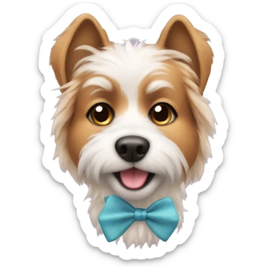 furry dog with bow  sticker