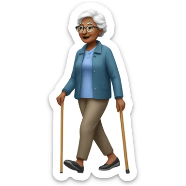 Grandma walking with cane  sticker
