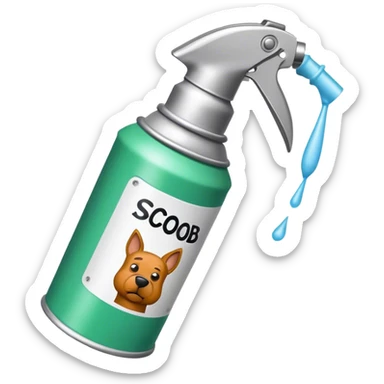 a spray can spraying that says Scoob repellant sticker