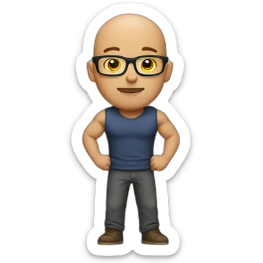 bald geek with muscular body sticker