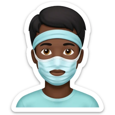 black hair man, Skincare face mask sticker