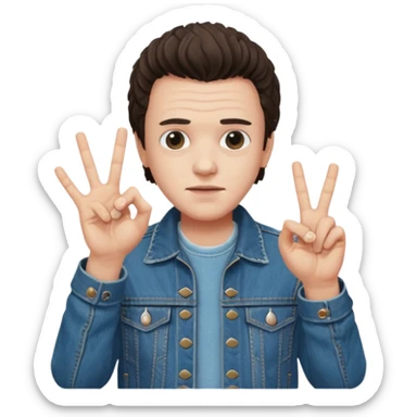 Eddie the freak from stranger things with his iconic hand sign sticker