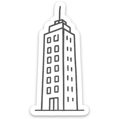 hand drawn outline icon of a corporate skyscraper simple and clean sticker