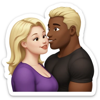 Fat white girl blonde hair muscular black man brown eyes kissing sticker