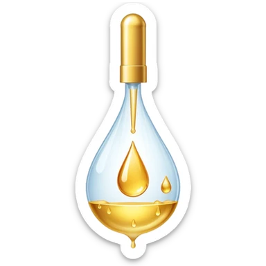 pipette above a shiny gold droplet, dollar sign visible inside the drop sticker