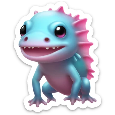 A glowing axolotl sticker