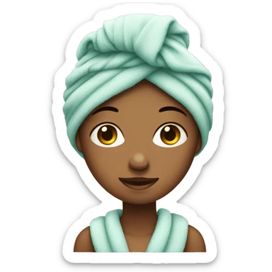 girl with towel on her head after showering sticker