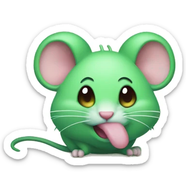 kawaii green rat with the tongue out sticker