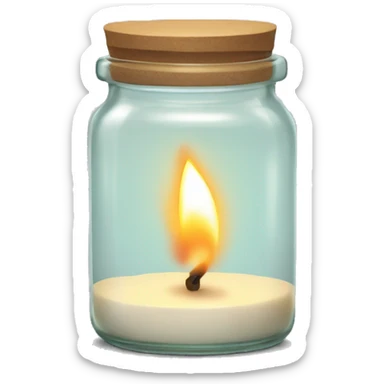 candle burning in a glass jar sticker