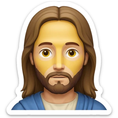 Jesus Christ, simplified iconic yellow face, gentle expression sticker