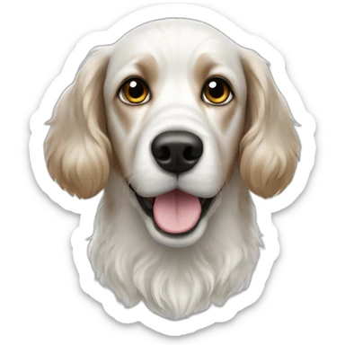 White spaniel dog with black dots sticker