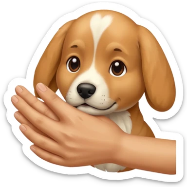 hand pets an animal sticker