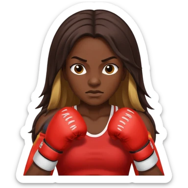 dark skin female boxer long hair sticker