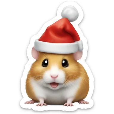 hamster with a christmas hat sticker