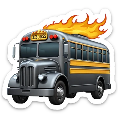 Darth Vader’s Batman-armored 1936 graphite colored school bus with horizontal holographic flames  sticker