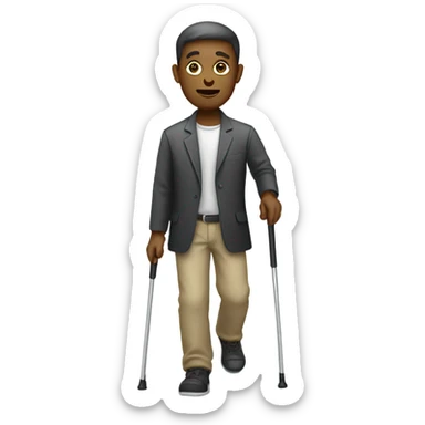 blind person walking with cane sticker