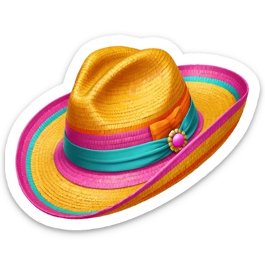mexican hatwith happy colours (orange, yellow, pink, turquoise) sticker