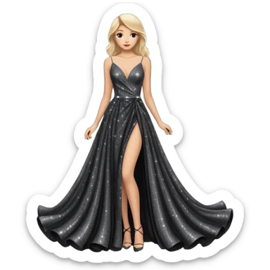 black glittery prom dress sticker