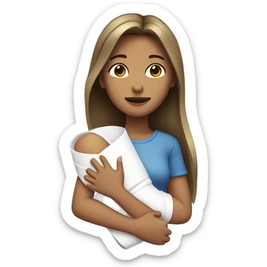 Girl with a broken arm in a cast sticker