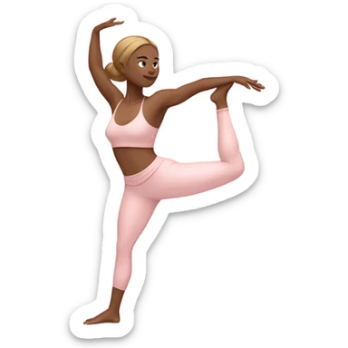 light brown hair yoga girl light pink clothes warrior pose  sticker