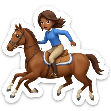 A girl on a horse that's running sticker