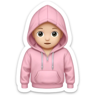 baby pink colour hoodie with hood emoji sticker