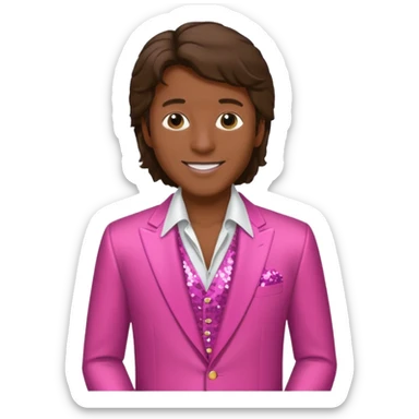 Andy Gibb with dark pink dress shirt, white sequin suit jacket sticker