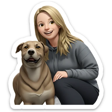 smiling girl with dog outdoors sticker