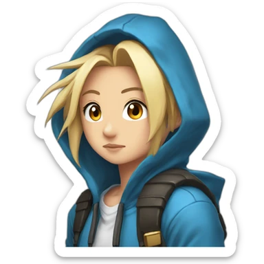 bridget guilty gear cute face and a blue hoodie sticker