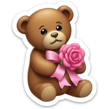 Un ourson en peluche avec un noeud rose  sticker