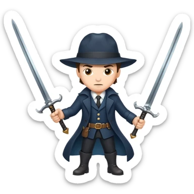 DETECTIVE with two swords in two hands sticker
