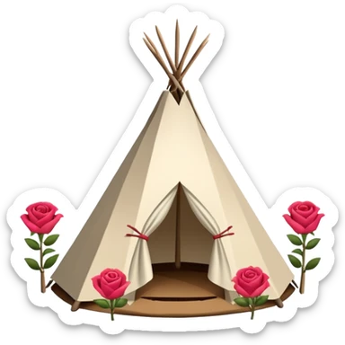 Cabaña tipi blanca con detalles rosas sticker