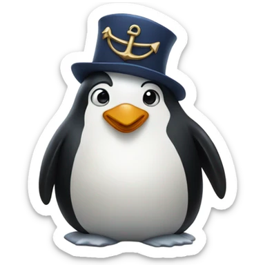 Penguin with pretty anchor  sticker