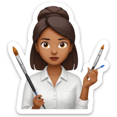business woman painting sticker