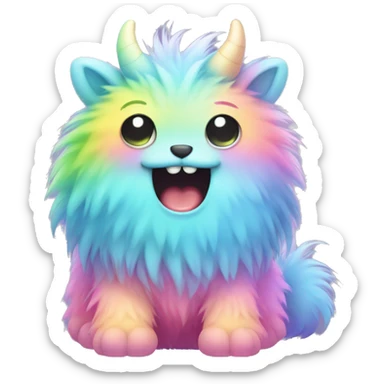 Cute little rainbow pastel furry monster kawaii sticker