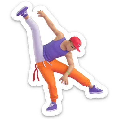green breakdancer in energetic dance move sticker