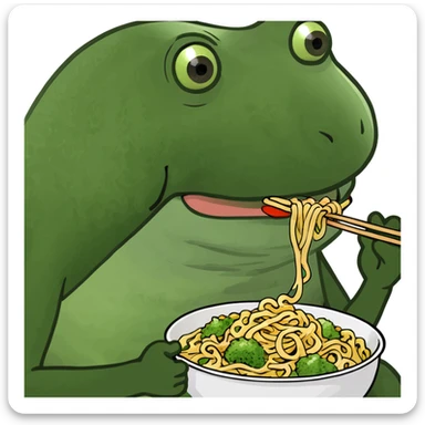 bufo eating noodles sticker