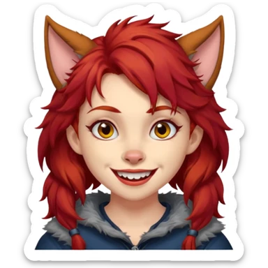 Werewolf red hair girl with a smile sticker
