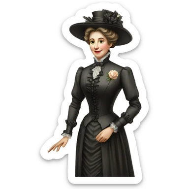 elegant victorian woman old sticker