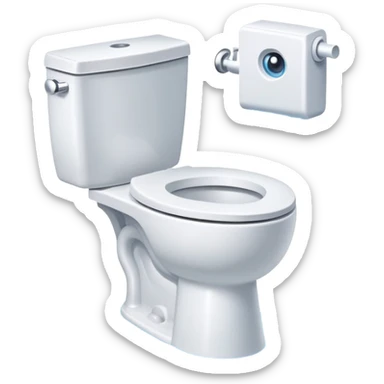 sparkling clean toilet with water swirling, simple and expressive sticker