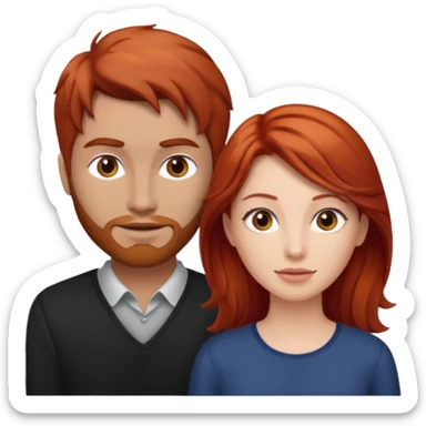 en base a esto👩🏻‍❤️‍💋‍👨🏻, hacer mujer pelirroja y hombre con pelo café sticker