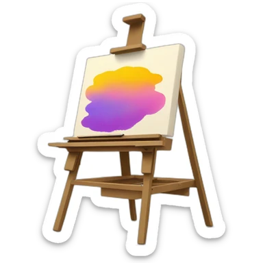 easel with painting and paints sticker