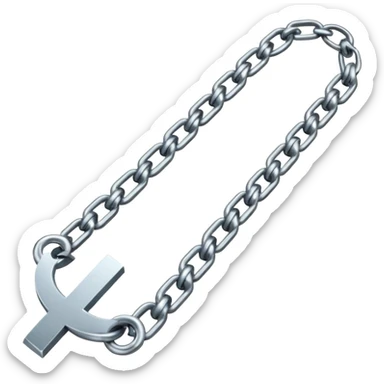 A modern cartoon-style emoji of a broken chain forming a simple checkmark shape, flat design, vibrant but clean, freeform symbol for social media sticker