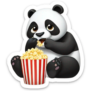 panda eating popcorn sticker