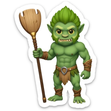 Isometric view full body troll with club  sticker