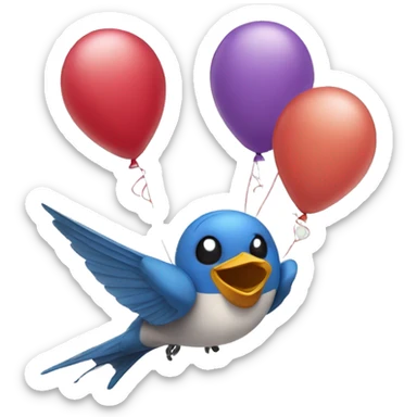 swallow bird holding balloons sticker