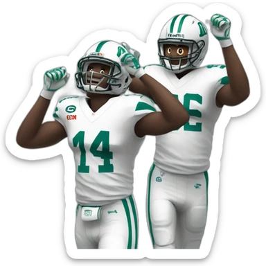 Football players with victory  sticker