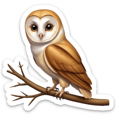 barn owl on branch sticker