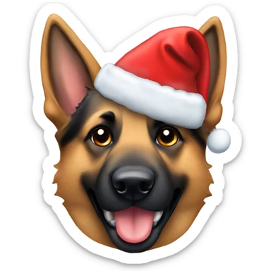german shepherd with christmas hat sticker