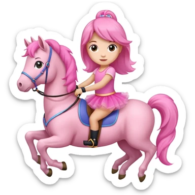 A pony wearing a tutu with a girl riding it sticker